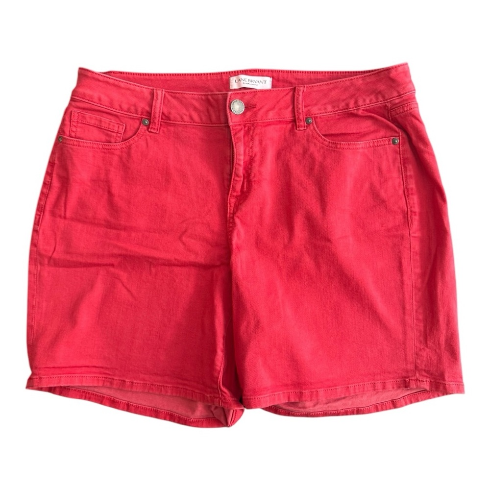 🍒 SUPER CUTE 🍒 Lane Bryant Red Jean Shorts Mid-Length Denim